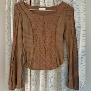 Promesa Brown Lace Detail Blouse